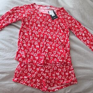Fashion Nova Red and White Heart Pajama Set